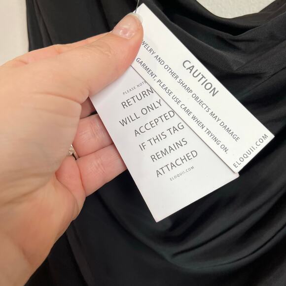 Eloquii Women's Plus Size Ruched One Shoulder Little Black Dress Size 18 - Picture 8 of 10